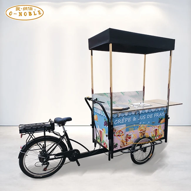O-NOBLE Outdoor Sale Food Tricycle Crepe Bike with Pancake Maker