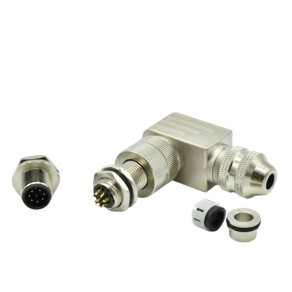 Custom Aviation Connector A B C D Code 4Pin 5Pin 8Pin Stainless Steel Metal Angle m12 Waterproof Connector