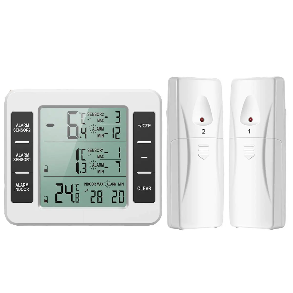 Wireless Temperature measurement tester for refrigeration Thermometer with 2 Remote Sensors