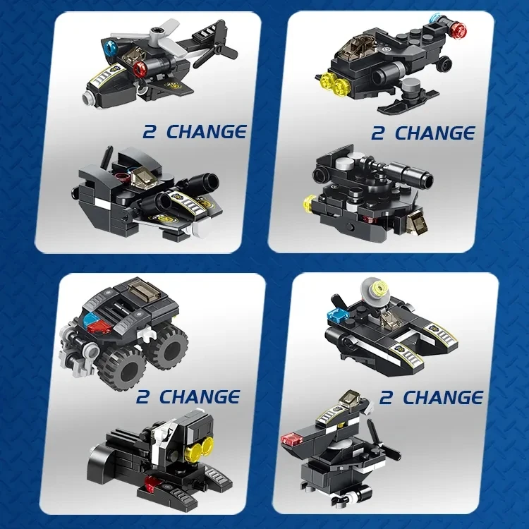 HW 633010 Children Educational Toys 572pcs Special Police Armored Vehicle 12 In 1 Assembled Plastic Building Blocks