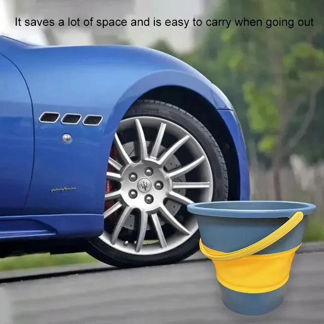 Folding Car Bucket Portable Collapsible Wash Bucket Basin Container Suitable for Fishing Travel Gardening Outdoor