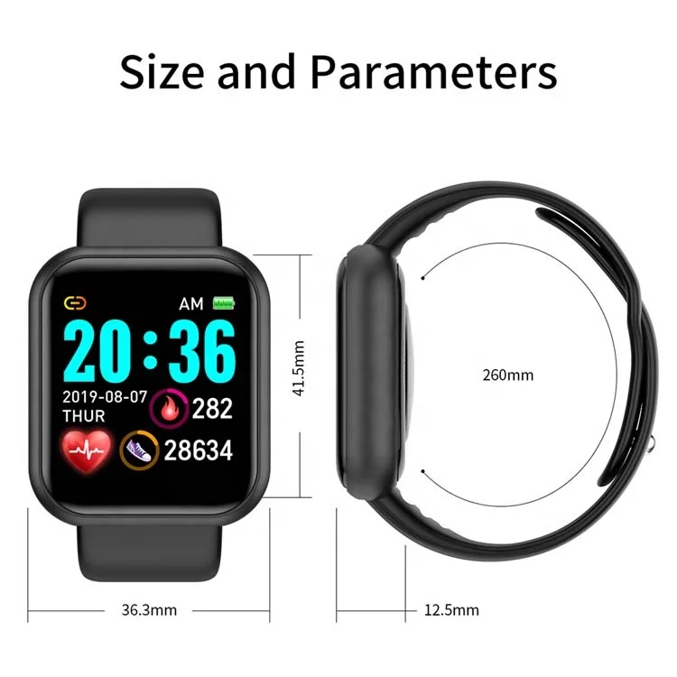 Wholesale D20 Pro Smart Watch Women Men Y68 Waterproof Smartwatch For Ios Android Blood Pressure Sports Tracker Wristband