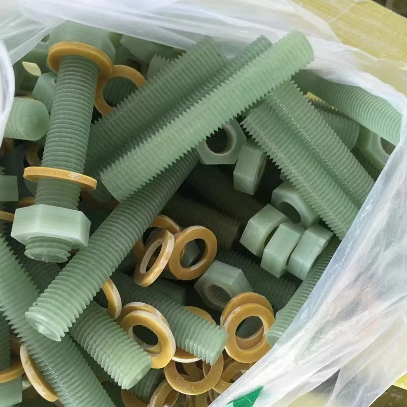 FRP bolt and nut fiber bolts nuts fiberglass threaded bolts with hex nut composite fiber fully threaded rods