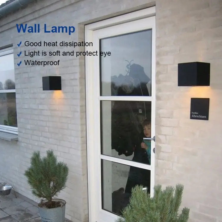 Современный дизайн ворот светодиодный водонепроницаемый наружный куб черный настенный светильник