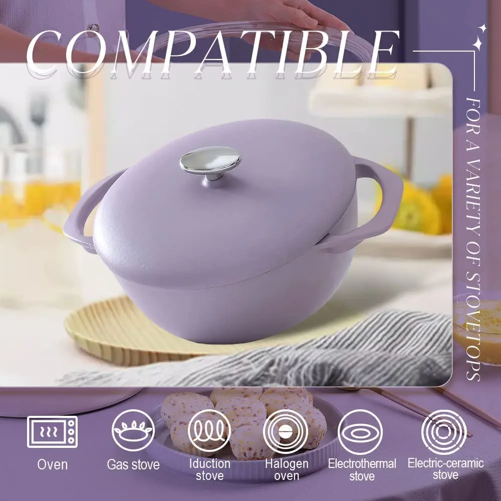 M-cooker purple color cast iron pot set iron cast dutch oven enamel pot cookware sets
