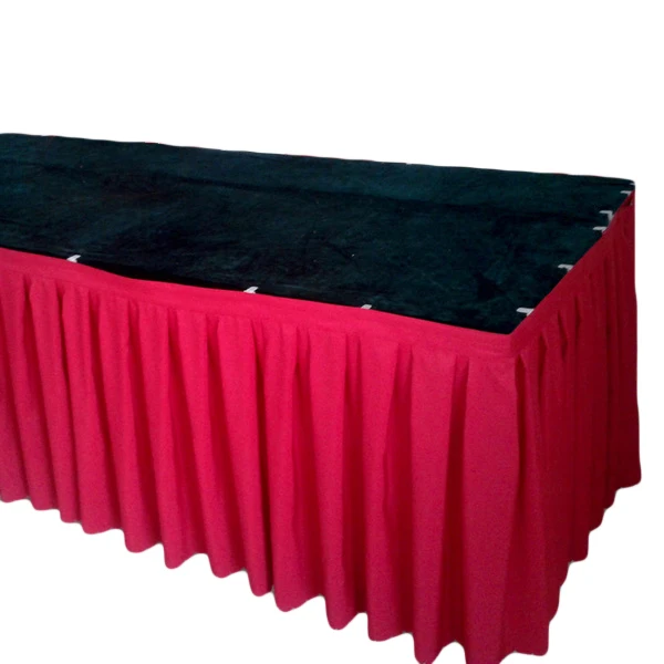 Wholesale cheap rectangle polyester wedding banquet tablecloth washable separated table skirt