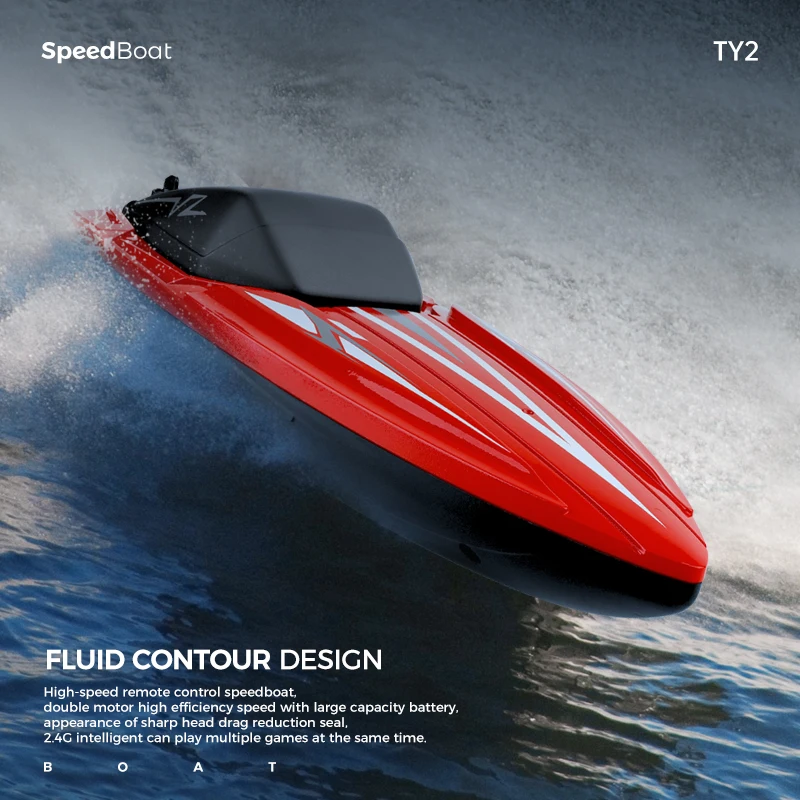 TY2 Mini High-Speed 2.4GHz RC Racing Boat & Ship Dual Motor with Strong Power 80m Distance Gift for Kids