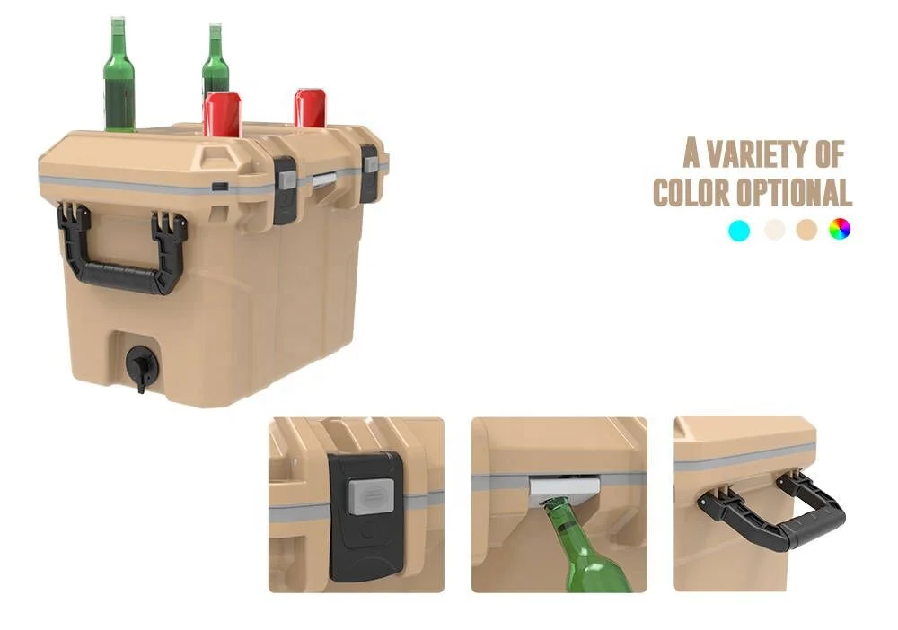 China OEM injection molded cooler 50L thermos ice chest cooler box With Self Drain System Cup Holder