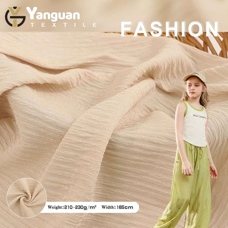 95 Polyester 5 Spandex Soft Spandex Solid Dyed crinkle  knitting Fabric For Fashion Garment Dress