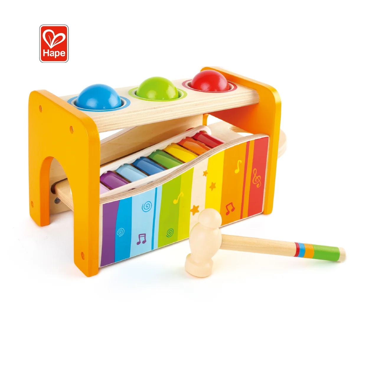 Ксилофон Hape Award прочная деревянная музыкальная игрушка молоток фунт скамейка с выдвижным ксилофоном для малышей