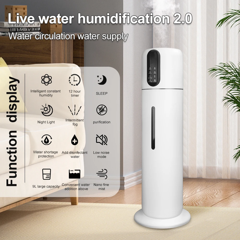 Ultrasonic humidifier appliances home cool mist humidifier oil diffuser room smart humidifiers electric mist maker 9L ultrasonic