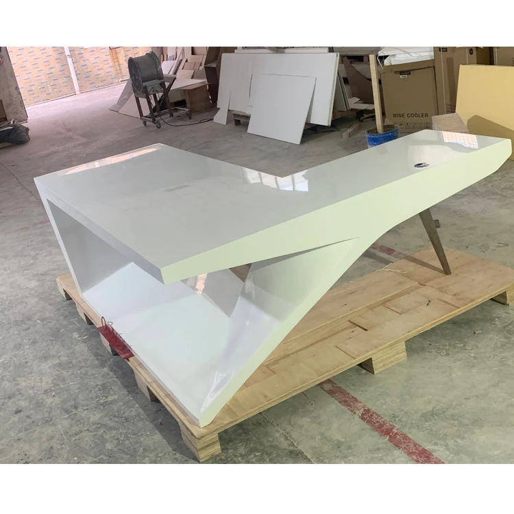 Large Size Pure White Solid Surface Office Desk Table New Design Executive Office Furniture Desk Director Table