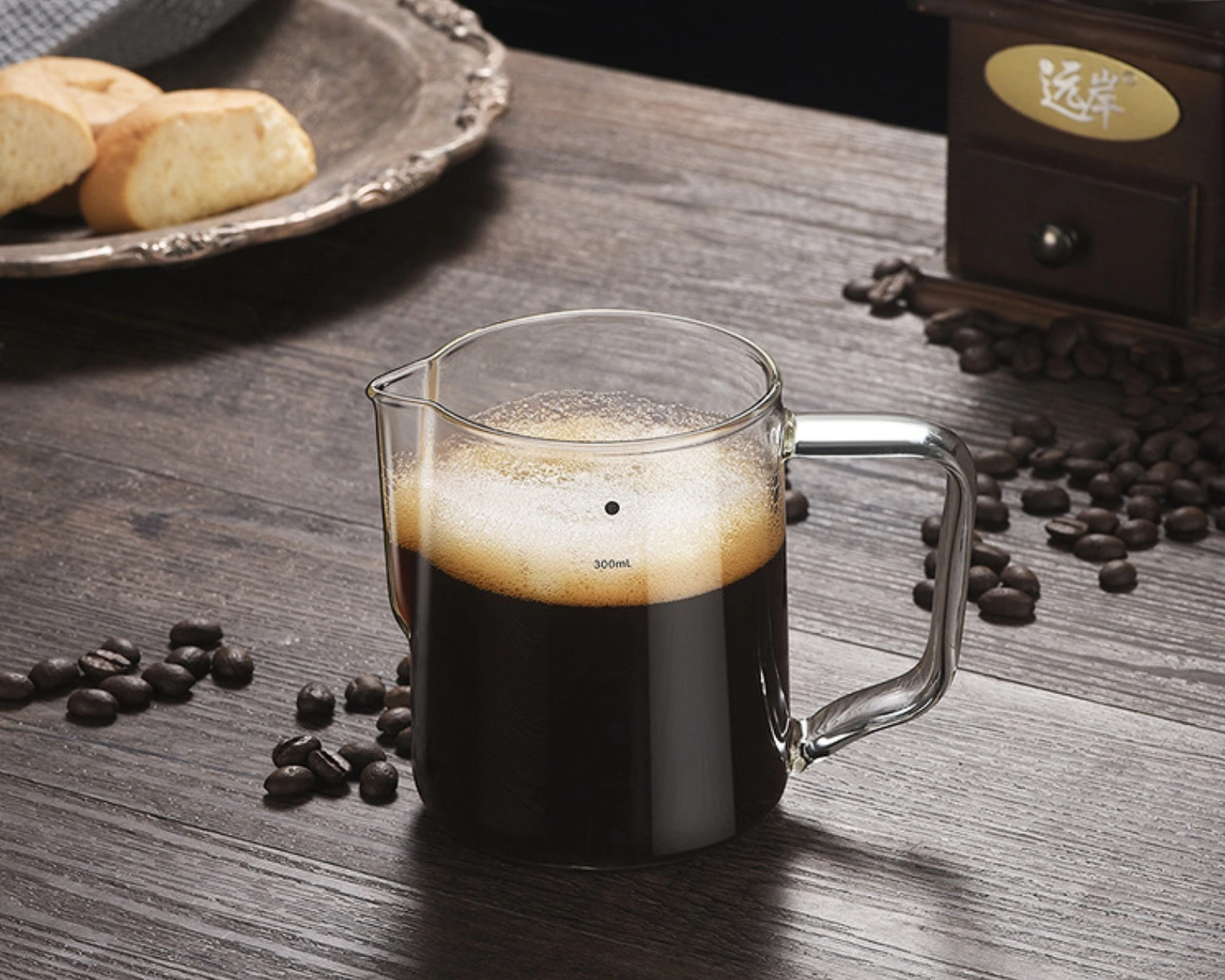 High Borosilicate glass coffee milk jug with handle 300ml/ 500ml