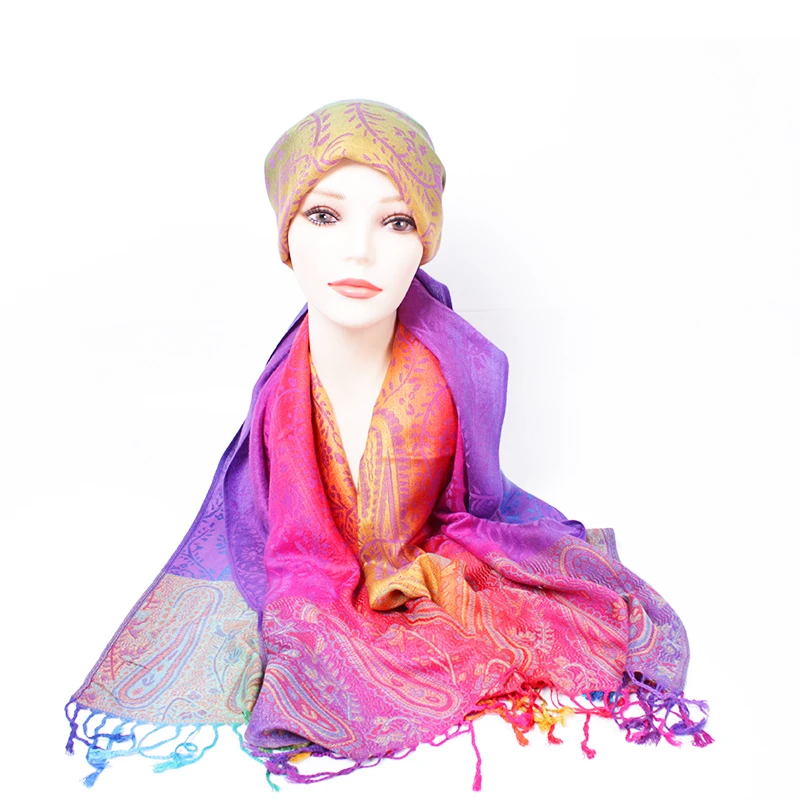 Hot Sale Gradient Chiffon Silk Scarf Ladies Rainbow Georgette Tulle Scarves for Women