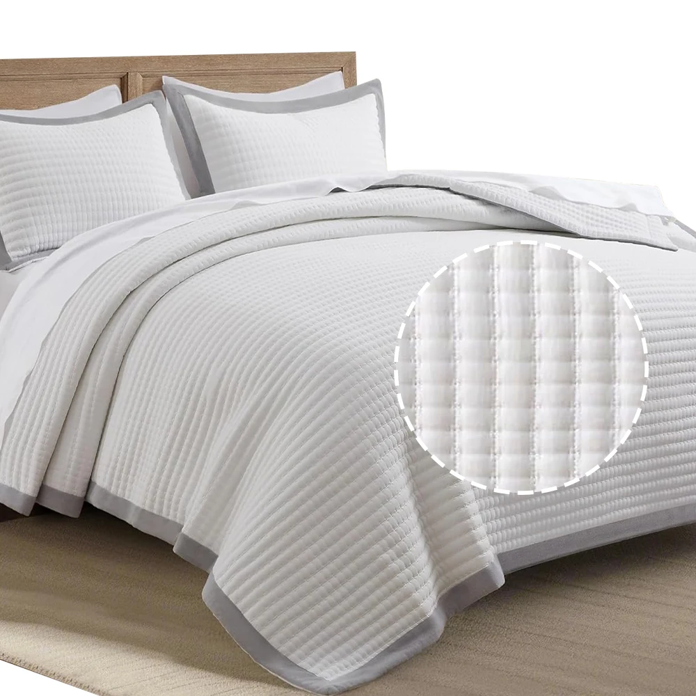 Легкие ультразвуковые постельные принадлежности однотонные стеганые кровати с вышитым узором на заказ