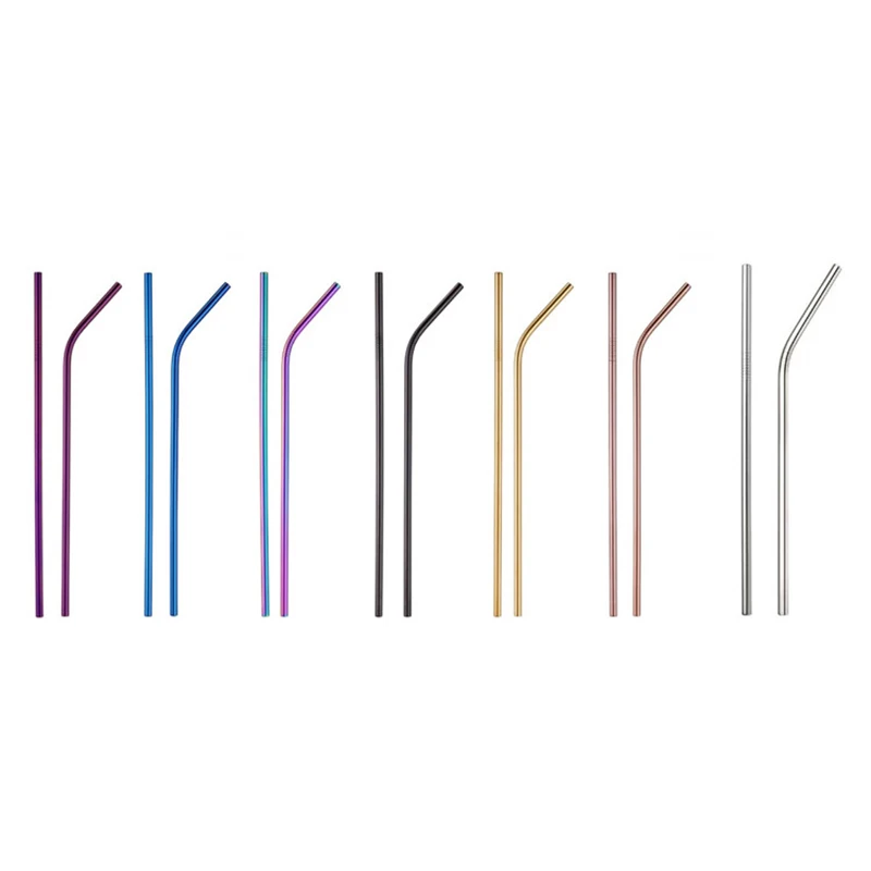 304 Custom 4pc Set  Straight Bent 6mm Stainless Steel Straw Set