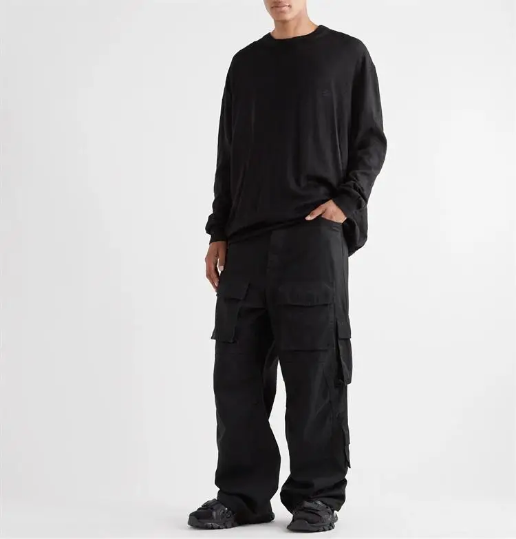 Custom Men Loose Hip Hop Streetwear Cargo Pants With Multi Pockets