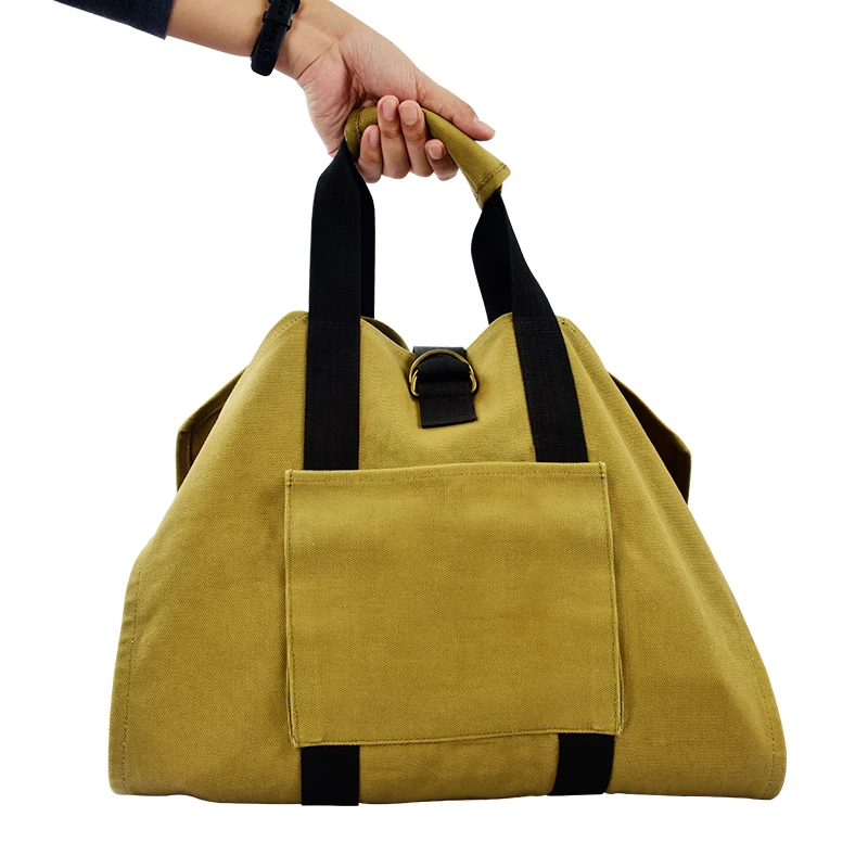 Heavy duty canvas durable camping outdoor Custom ton birch log carrier big bag firewood