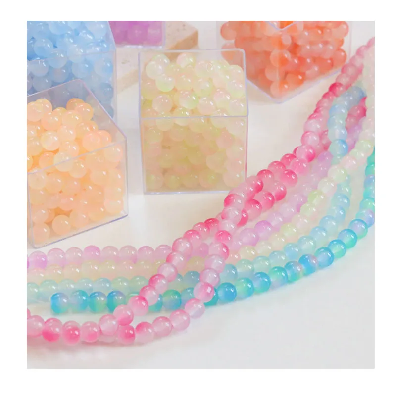 Wholesale 8mm/10mm Colorful round glass Crystal Beads for Jewelry Making Two-tone beads for bracelet Accessories