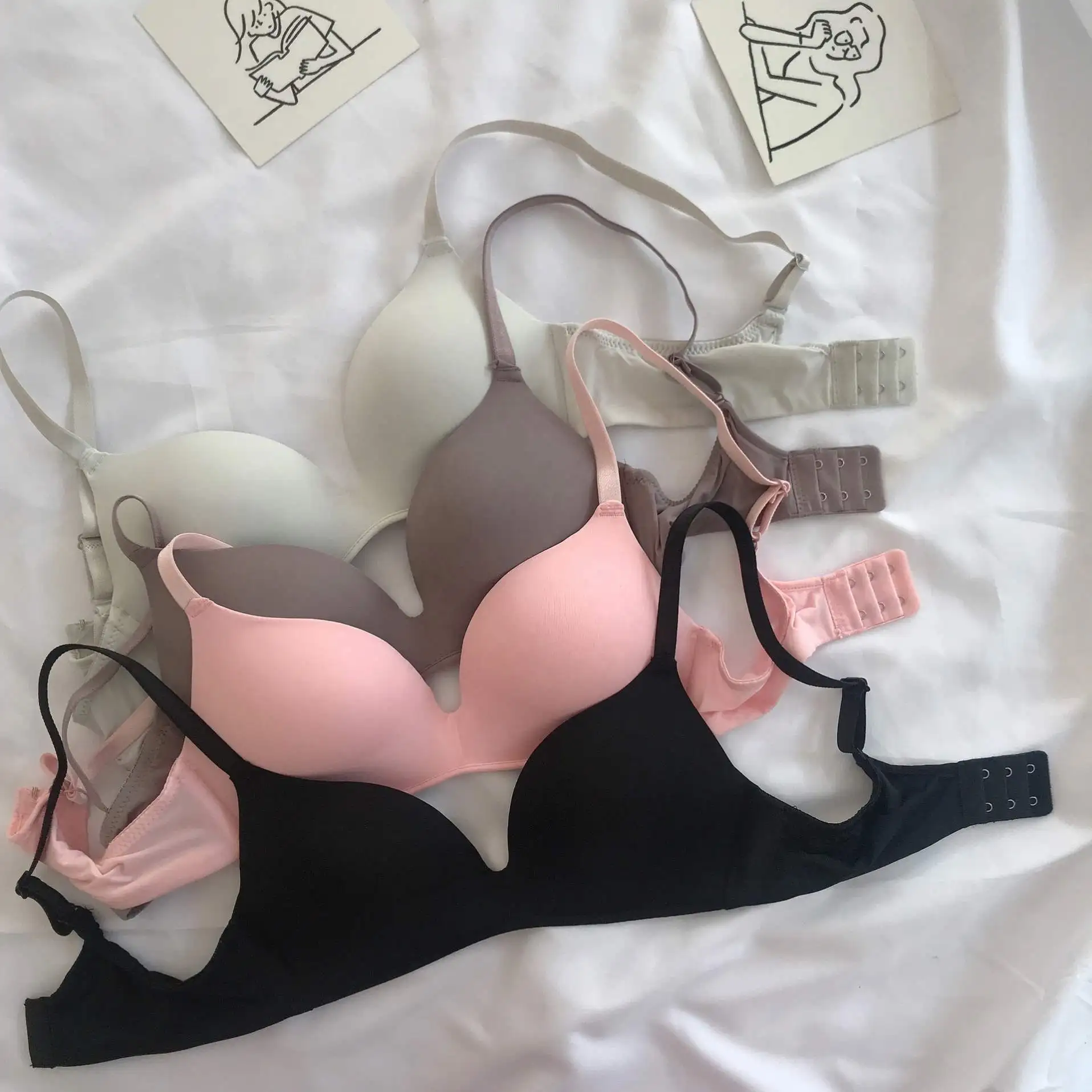 Custom logo woman printed plus size bra Girls Fashion Simple Solid Color Push Up lace underwear brassiere bh sosten Ladies Bra