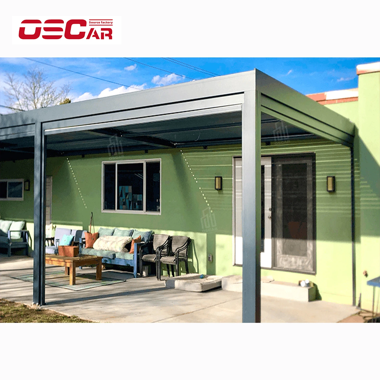 Pergola Motorized Electric Aluminum Outdoor Four Seasons 4*4 3*3 Steel Heat Treated Pressure Treated Wood Type Not Coated