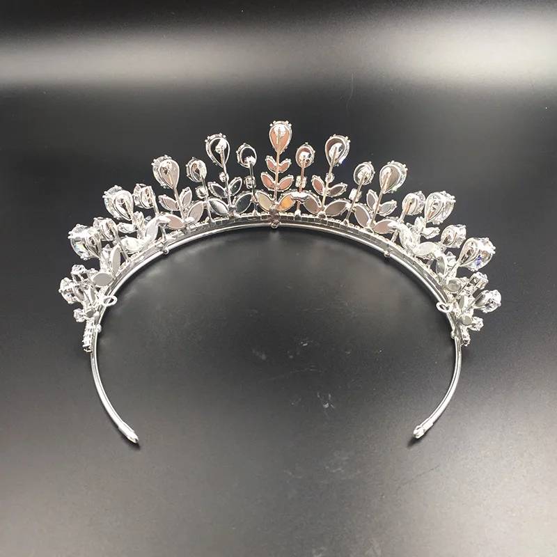 Queen Princess Cubic Zincon Bridal Flower Crown Tiara Vners Fashion Jewelry Copper Wedding Hair Crowns For Women BC3356