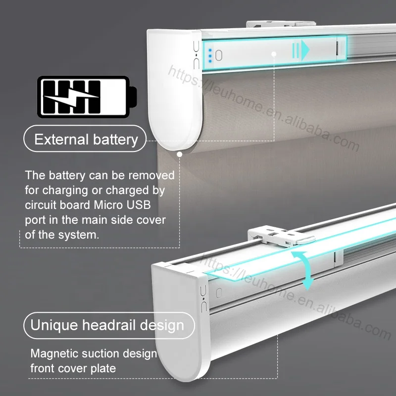 USB charging smart curtain blinds, shades custom size automatic electric roller blinds for windows