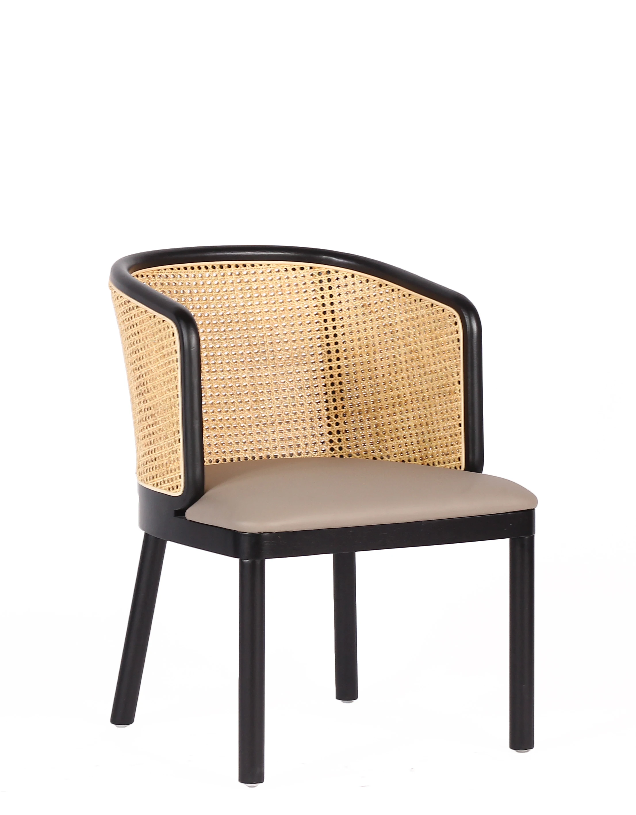 
High Quality Nordic Wooden Cafe Rattan Arm Chair Solid Wood High Back Chair Rattan 