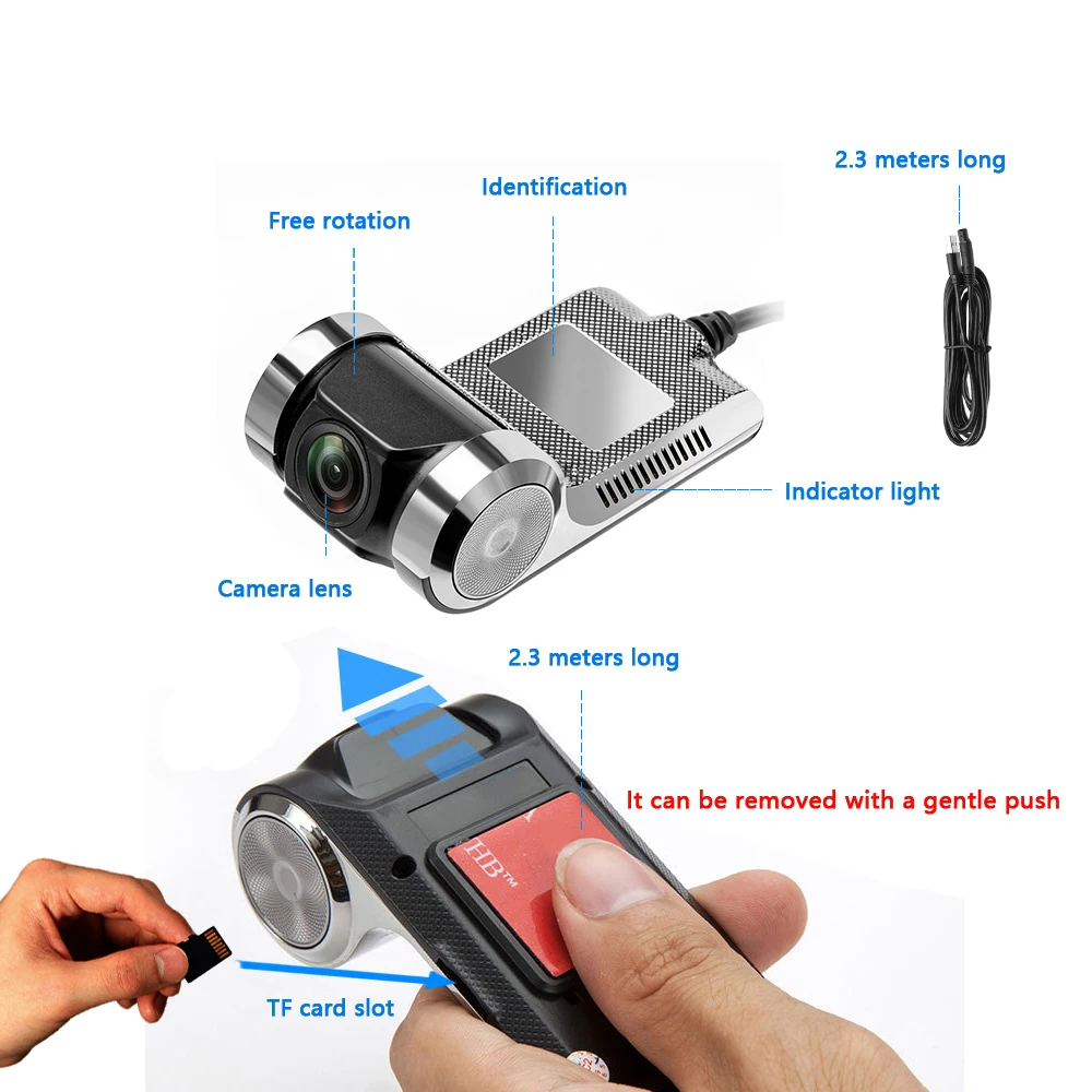 Car Black Box Dash Cam Front and Rear Camera USB Flash Driving Recorder Car Video Recorder Android 4.0 above Car Dvr Box