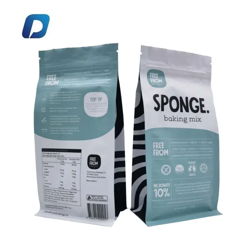 Flat bottom bag logo heat on plastic bag/compostable bag pet for dish cleaning sponge packaging