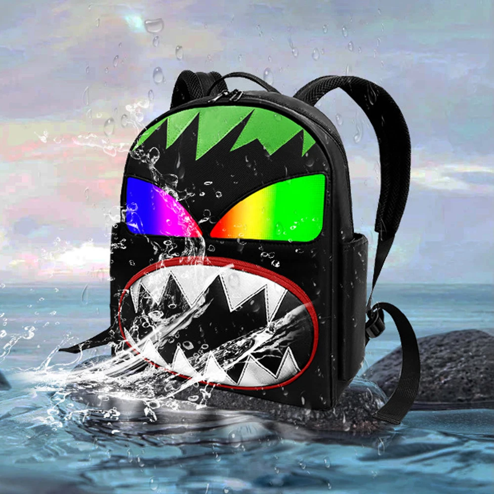 Convenient Blue Tooth Connection Custom Back Packs Travelling Advertising Marketing Led Light Bag Led Little Monster Backpack