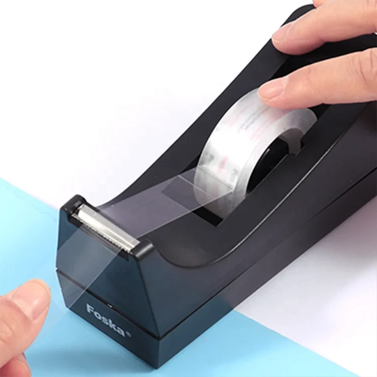 Foska Black Desktop Tape Dispenser Adhesive Roll Holder with Weighted Nonskid Base