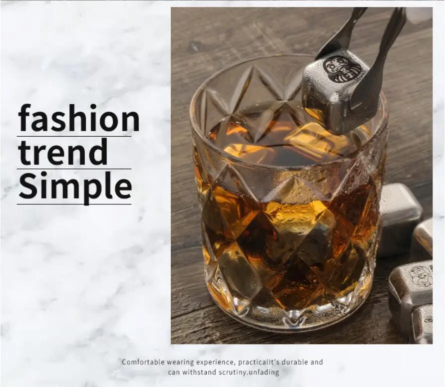 Wholesale Hot sale 304 Stainless Steel Ice Cube Chilling Stones Whiskey Beer Stones Gift Set Promotional Gift Craft Custom Logo