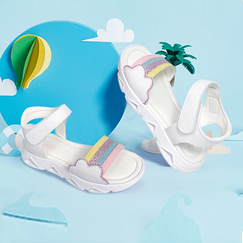 Детские сандалии принцессы, босоножки с мягкой подошвой для маленьких девочек, средних и больших размеров, модная обувь