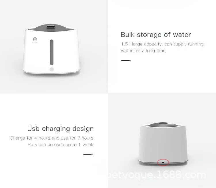 Automatic Water Cycle Water Dispenser Three-sided Infrared Sensor Rechargeable Water Dispenser for Cat and Dog