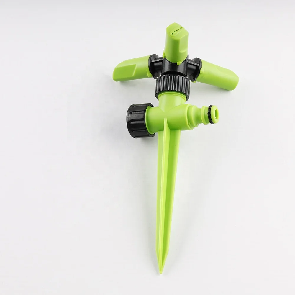 JS-2236 adjustable 3 arms plastic spike garden nozzle lawn traveling sprinklers