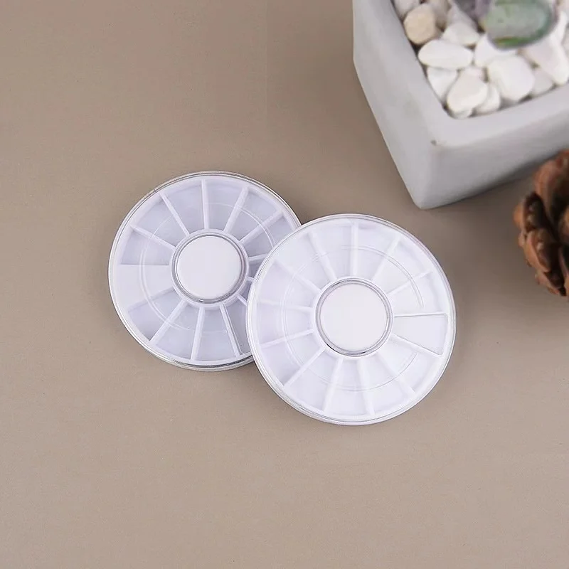 12 Grids Round Plastic Box For Nail Art Rhinestones Bead Jewellery Dried Flower Storage Box Manicure Container