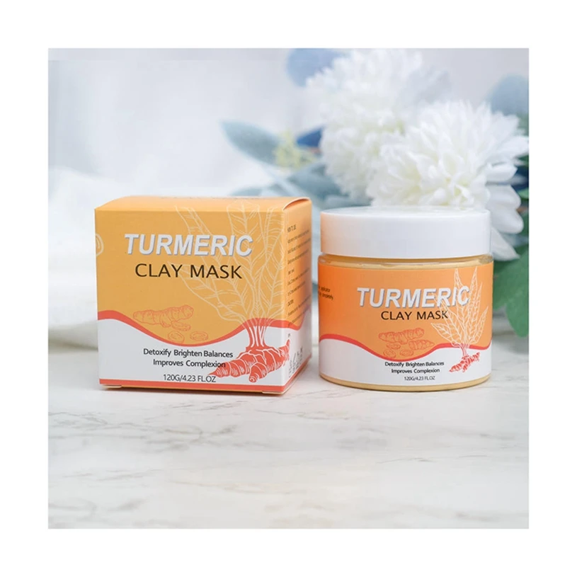 OEM/ODM Natural Whitening Facial Mud Mask Cream Cleansing Blackhead Remover Mud Facial Mask Turmeric Organic Clay Facial Mask