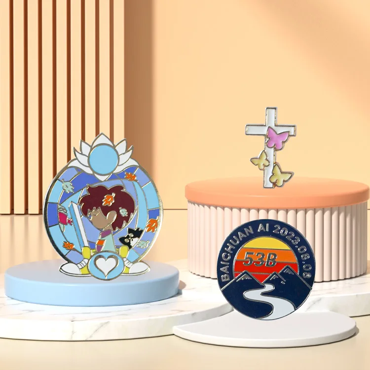 10 years Manufacture Customized Metal Crafts Rose Gold Plating Custom Metal Hard Enamel Badge Pin Souvenirs