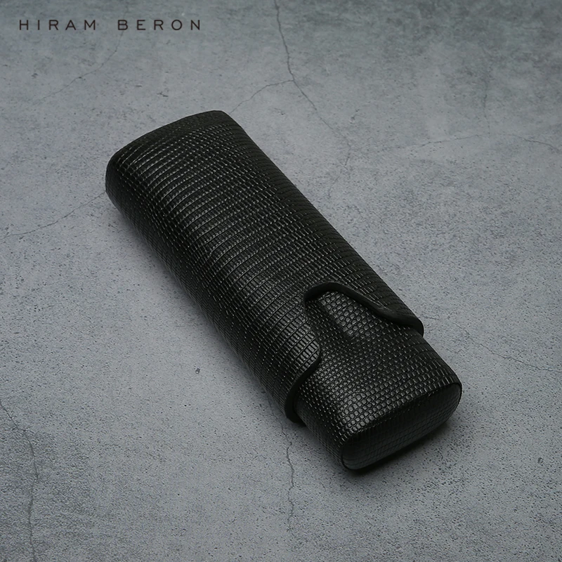 High Quality Portable Genuine Leather Cigar Box Travel Humidor Holder 2 Tube Cigar Case leather Wholesale