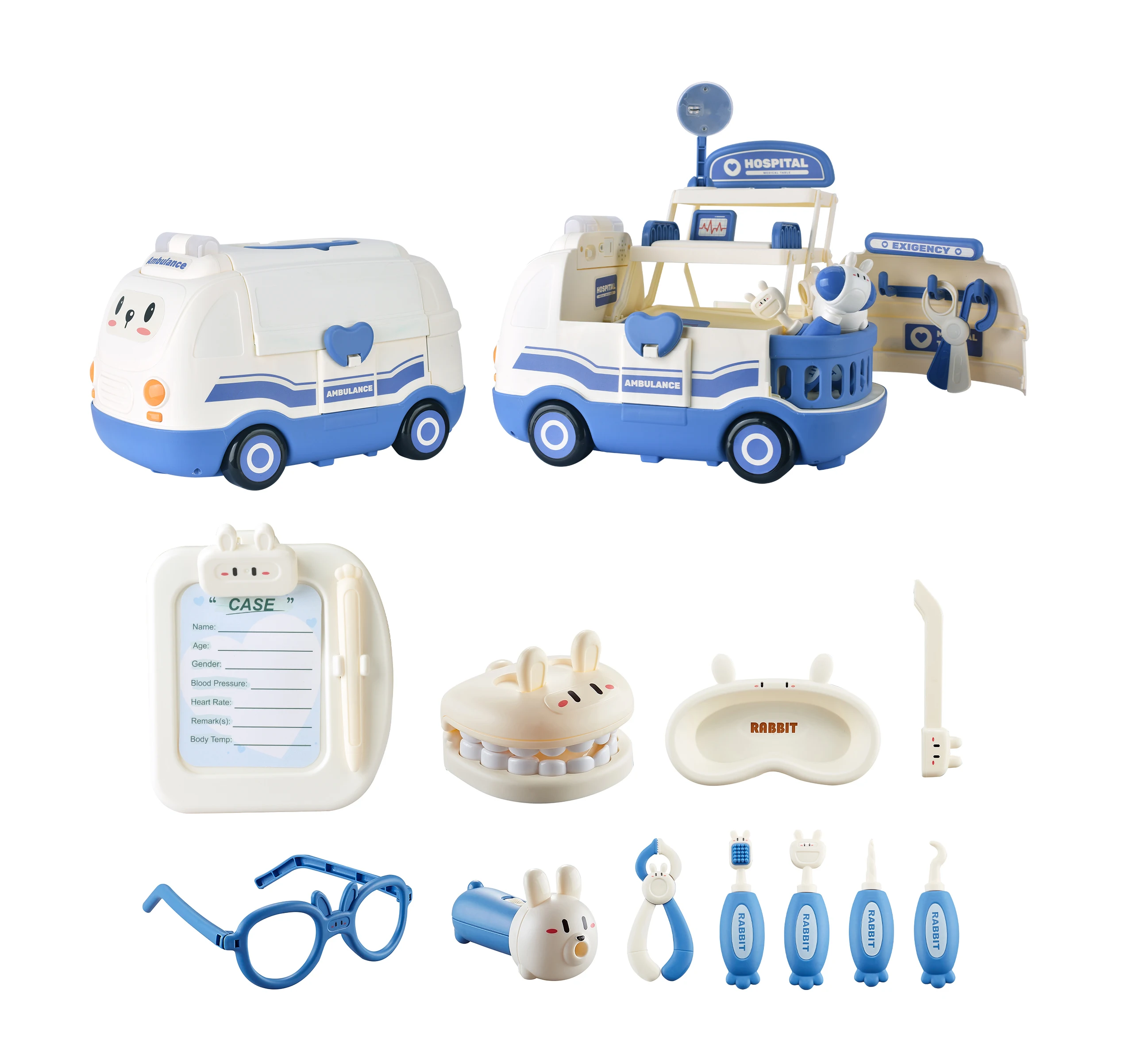 HY TOYS Dentist Toy for Kids Medical Play set with  Teeth Syringe Children Pretend Role Play Toys Gifts for 3 4 5 6 Year Old Boy