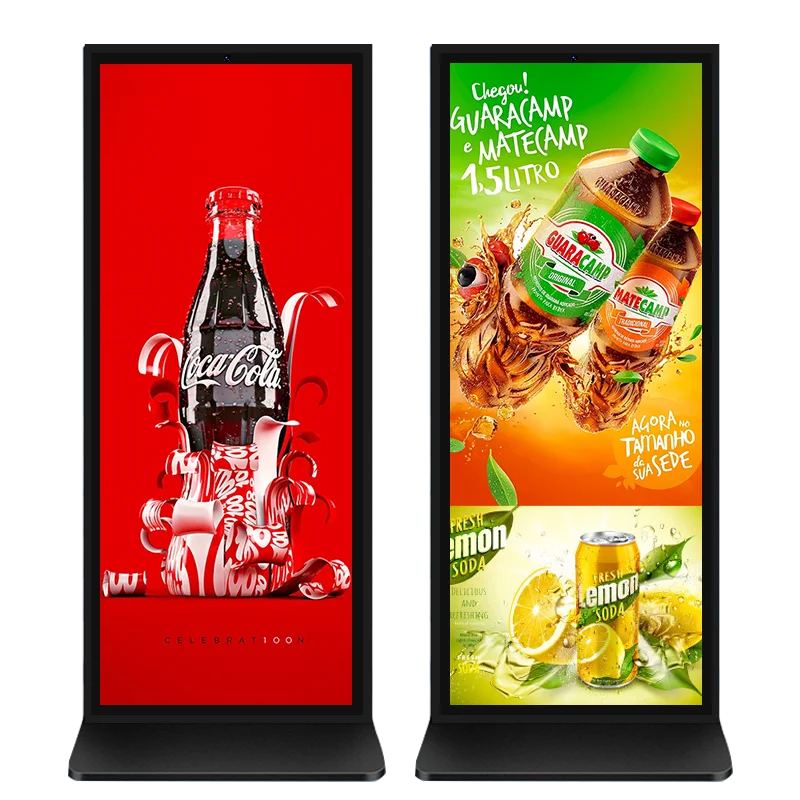 Free CMS software 70 inch indoor totem touch screen floor stand 4K Full screen LCD advertising digital signage and displays