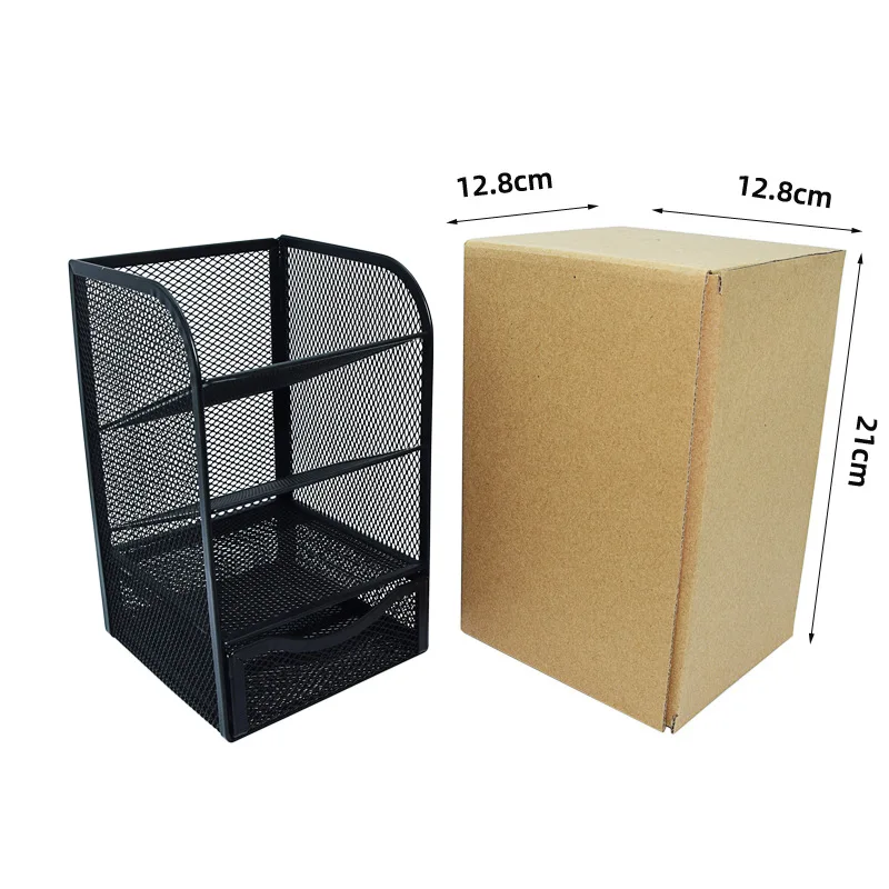 Premium Quality Iron Mesh Pencil Holder Organizer For Office And School 2-cell Skew Pencil Holder Storage Box