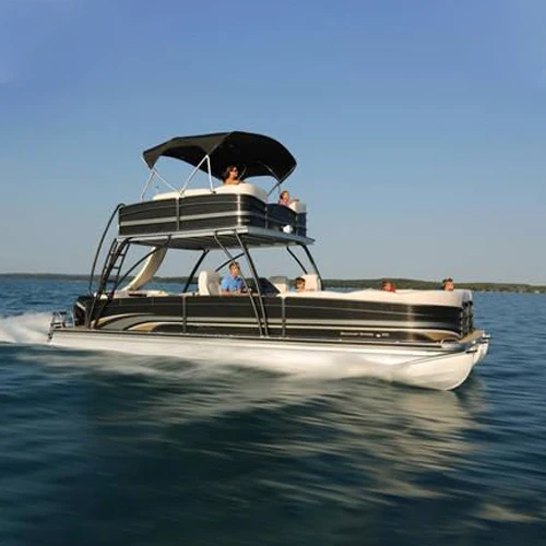 ECOCAMPOR 25ft Double Decker Sport Pontoon Catamaran Boat Slide New Aluminum Alloy Family Party Boat Surfing River Entertainment