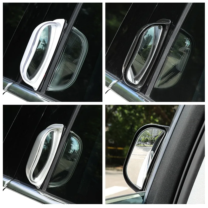 Car Side View B Pillar Backseat Passenger Side Mirror Blind Spot Mirror for Left-Hand Drive Use