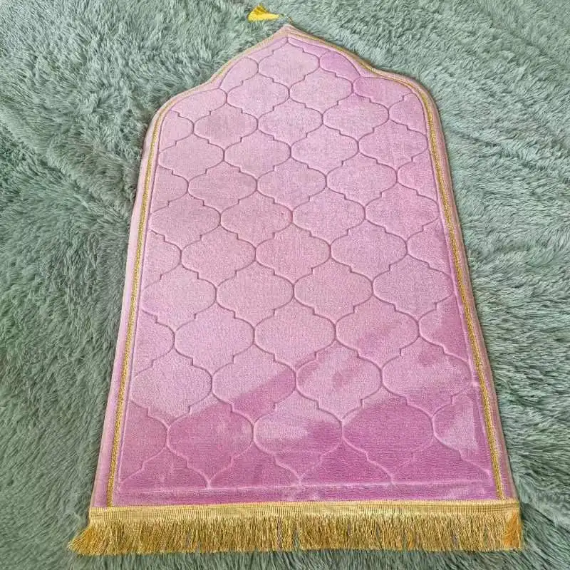 Velvet Prayer Rug Soft Plush Turkish Carpet for Men and Women Plain Solid Prayer Mat Ramadan Eid Gift