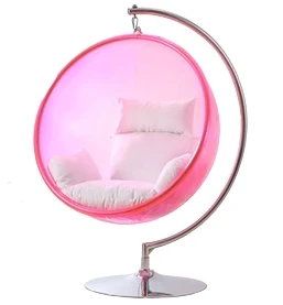 Luxury  Acrylic Hanging chairs Swing chair Transparent outdoor Floor Stand Type Bubble Chair for living room garden