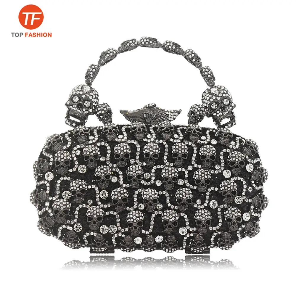 Китайская фабрика, оптовая продажа, клатч с черепами и кристаллами из горного хрусталя для официальной вечеринки, клатч, кошелек