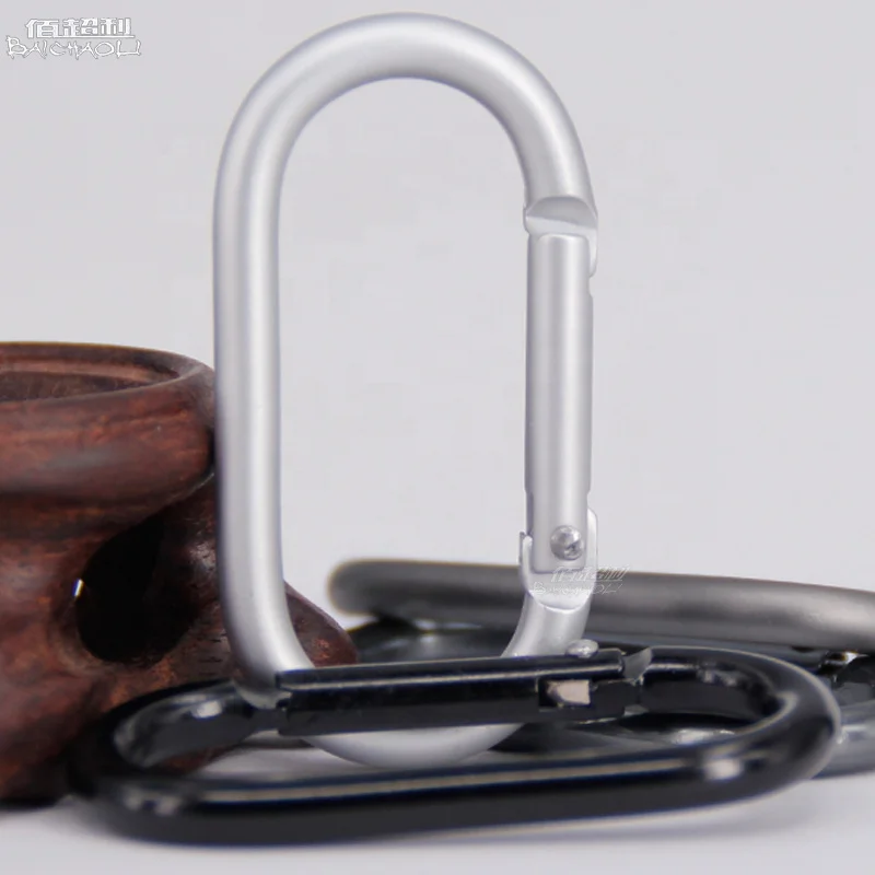 Baichao 5# Oval 50mm*25mm aluminum alloy carabiner snap hooks all black all white