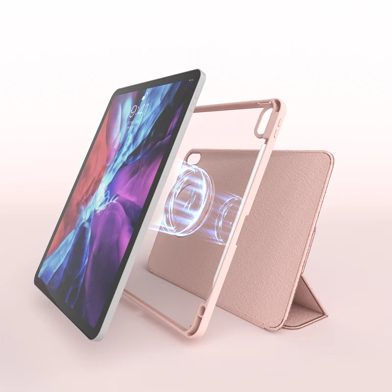 360 degree rotating leather case Acrylic transparent case for iPad 7/8/9 th generation 10.2 9th case